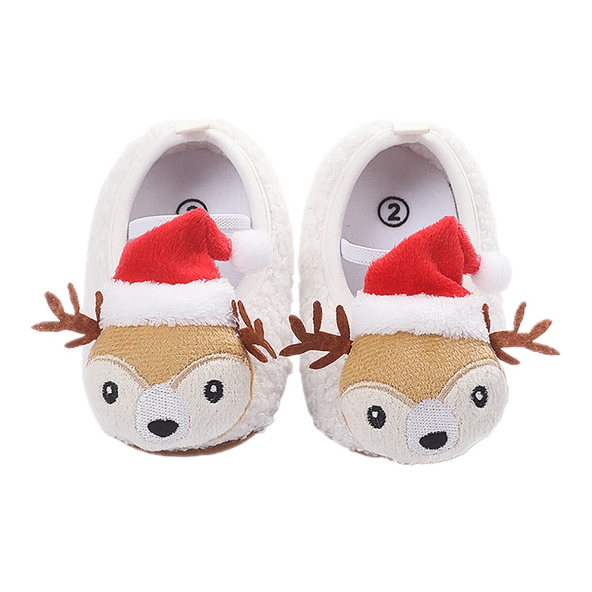Jul 0-18m nyfødte babypiger vinter søde rensdyr hvide krybbe sko bløde plys varme hjemmesko spædbarn