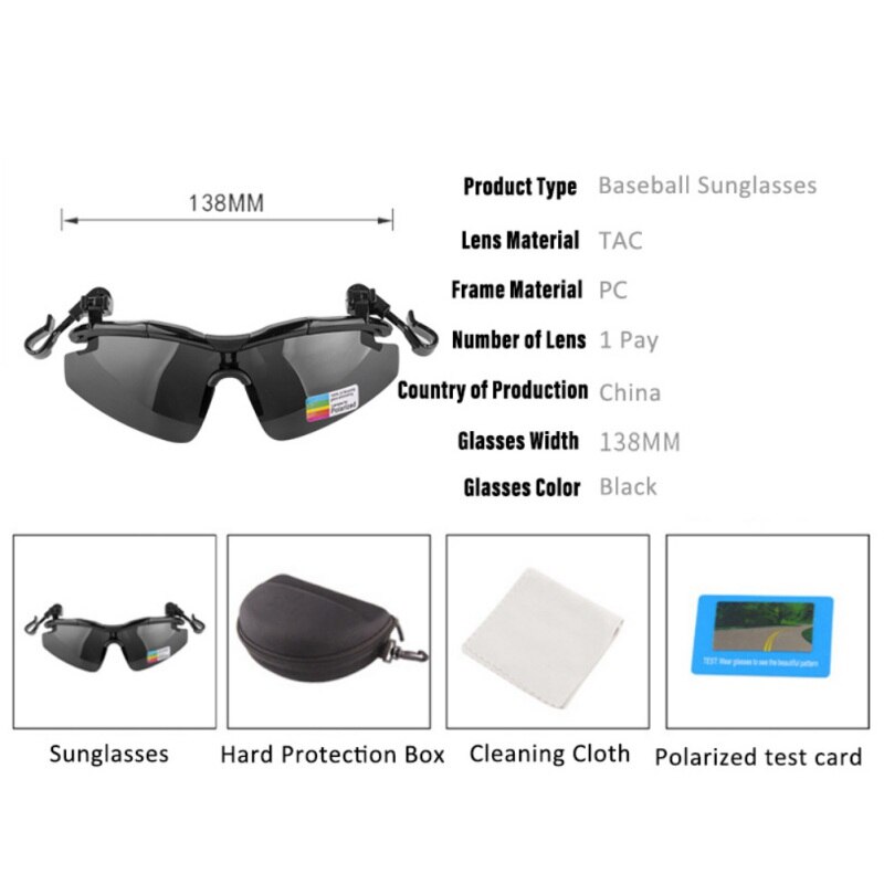 Outdoor Gepolariseerde Vissen Bril Hoed Vizieren Sport Clips Cap Clip Op Zonnebril Voor Fietsen Wandelen Golf Eyewear UV400 B