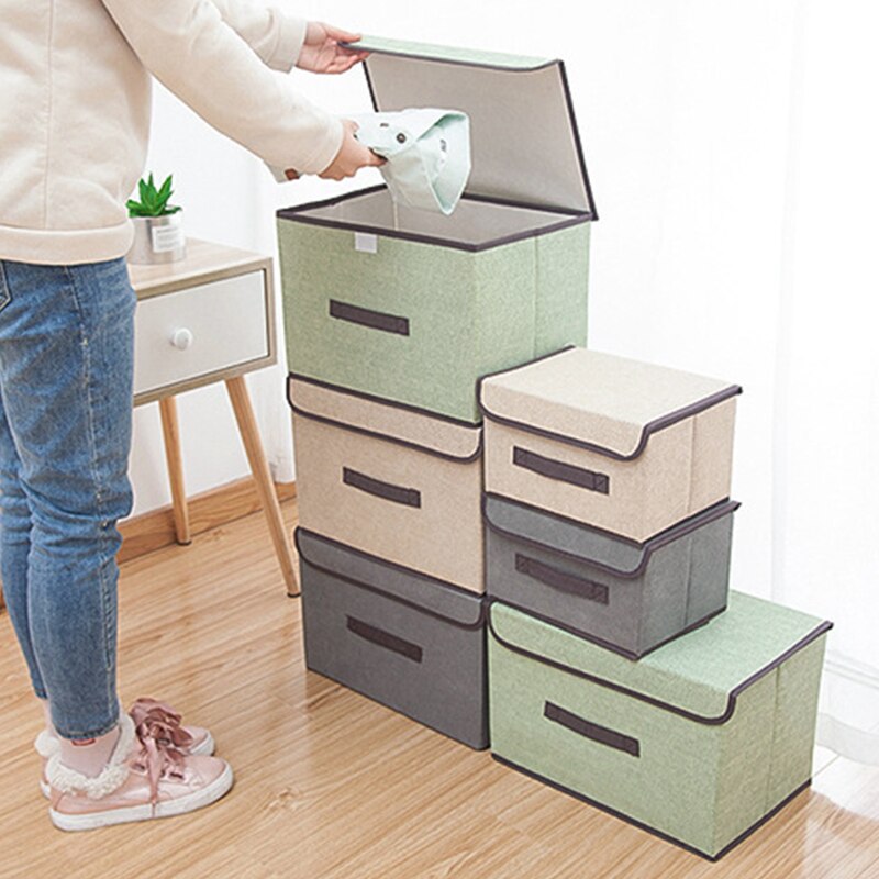 Storage Boxes with Lids No Smell Polyester Fabric Clear Storage Baskets Containers Bins With Double Cover Organizer