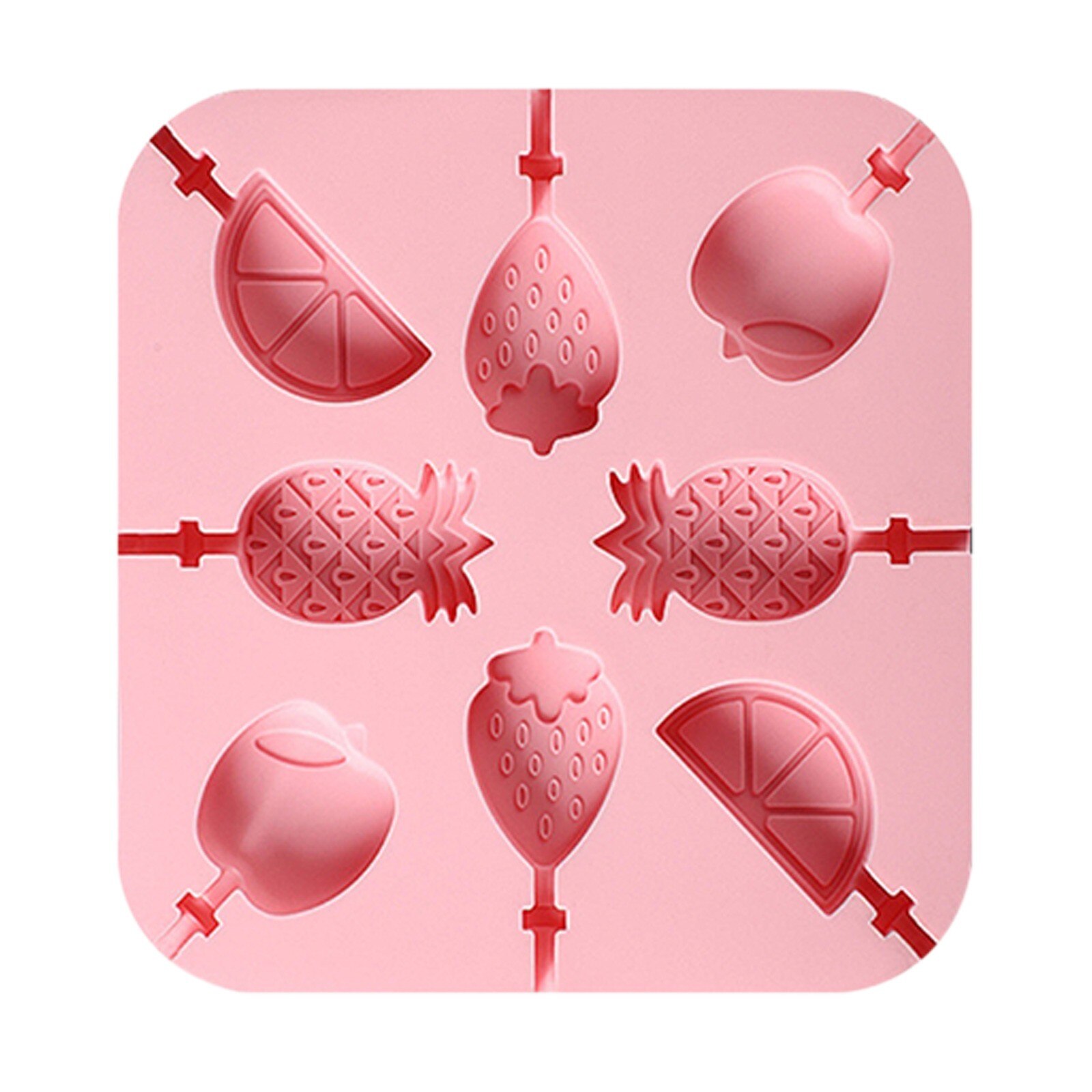 Silicone Ice Cream Mold with Lid Fruit Shape Jelly Mold Children Handmade DIY Dessert Popsicle Ice Grid with Popsicle Stick