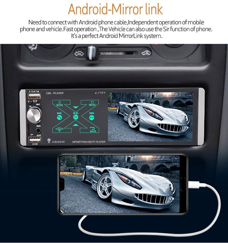 Smart AI Voice Capacitive Screen Player USB DVR Artificial Intelligence Bluetooth Dual Channel Single Lngot MP5 4.1 Inches