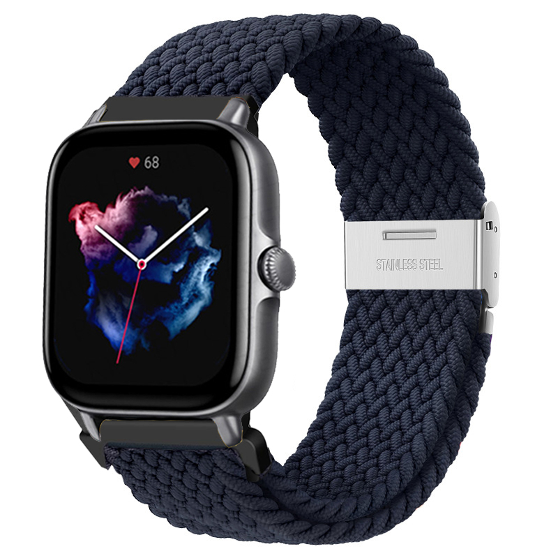 Correa de 20mm/22mm para Amazfit GTS/2/2e/3/4/GTS2 Mini/GTR/3/Pro/4/GTR2/47mm/stratos pulsera elástica trenzada para reloj Amazfit bip