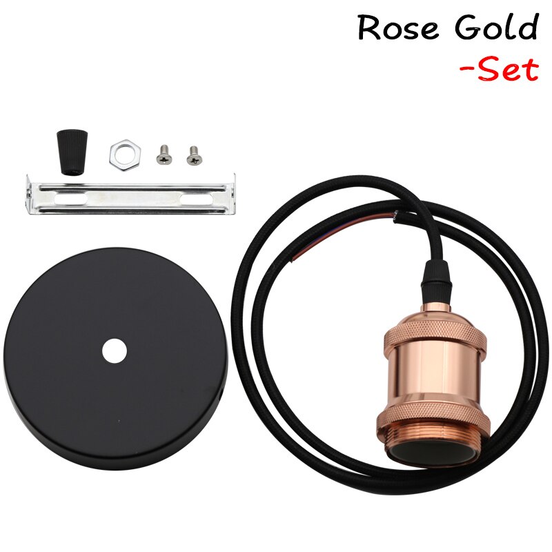 Lamphållare  e27 220v aluminiumsockel retro edison glödlampshållare lampfotskruv vintage industriell glödsockel: Rosa gulduppsättning