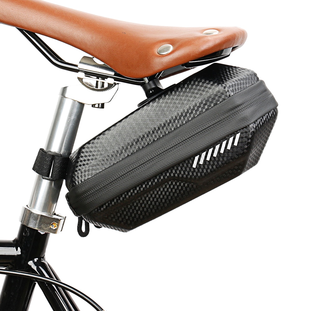 MTB Mountain Bike Saddle Rear Pannier Hard Shell Bag Bicycle Tail Bag Carbon Leather Waterproof Case Cycling Equipment