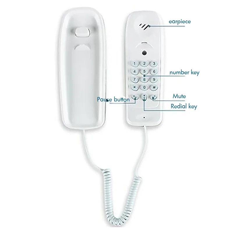 Mini Desktop Snoer Vaste Telefoon Vaste Telefoon Wandmontage Mute/Pauze/Herhalen Functies voor Home Hotel Office Bank