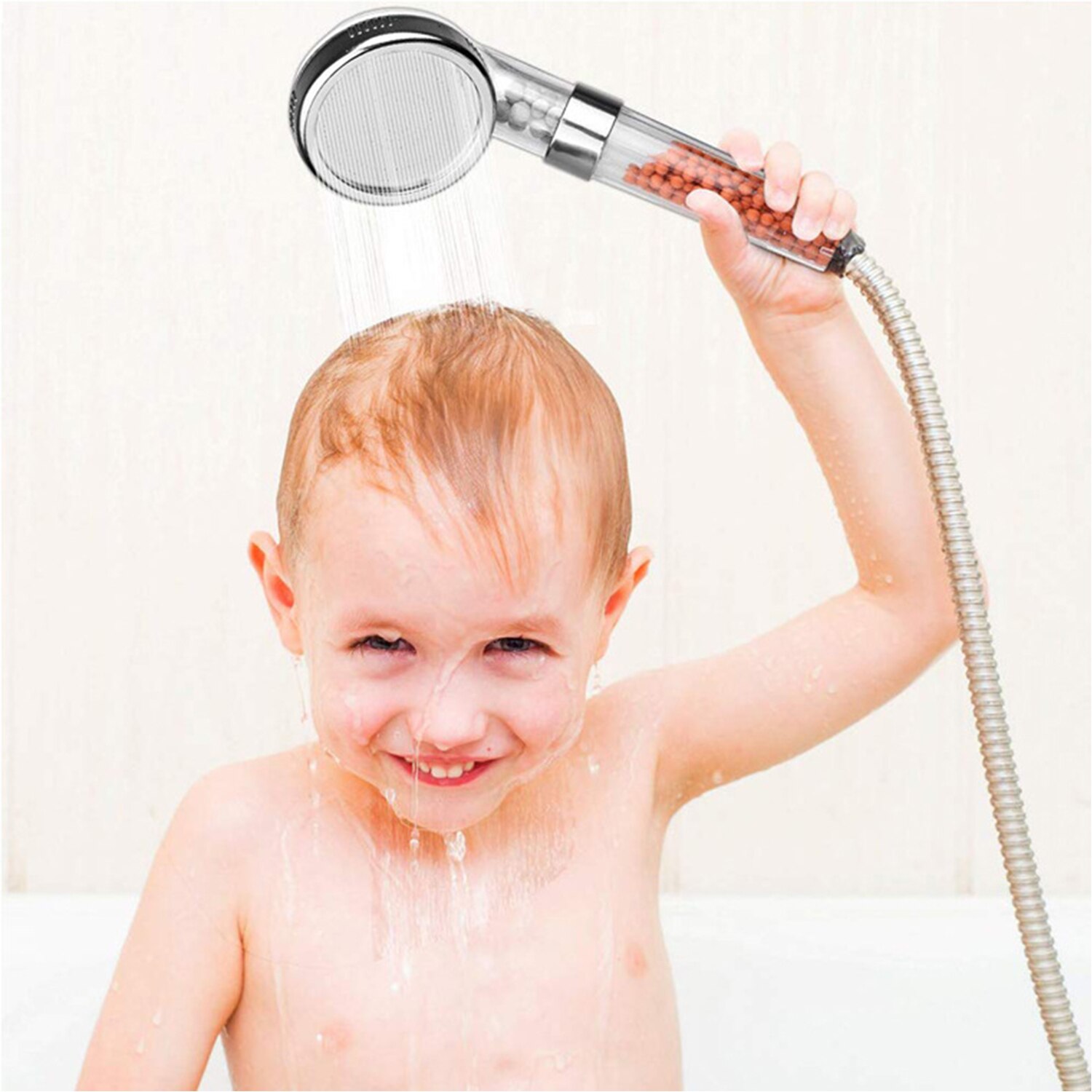 Water Therapy SPA Shower Bath Filter High Pressure Water Saving Rainfall Shower Head With Negative Ion Activated Balls