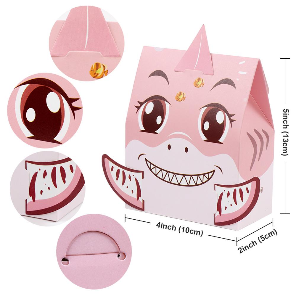 OurWarm 12Pcs Animal Shark Party Boxes Under the Sea DIY Paper Favor Box Shark Birthday Party Baby Shower Decorations: Pink