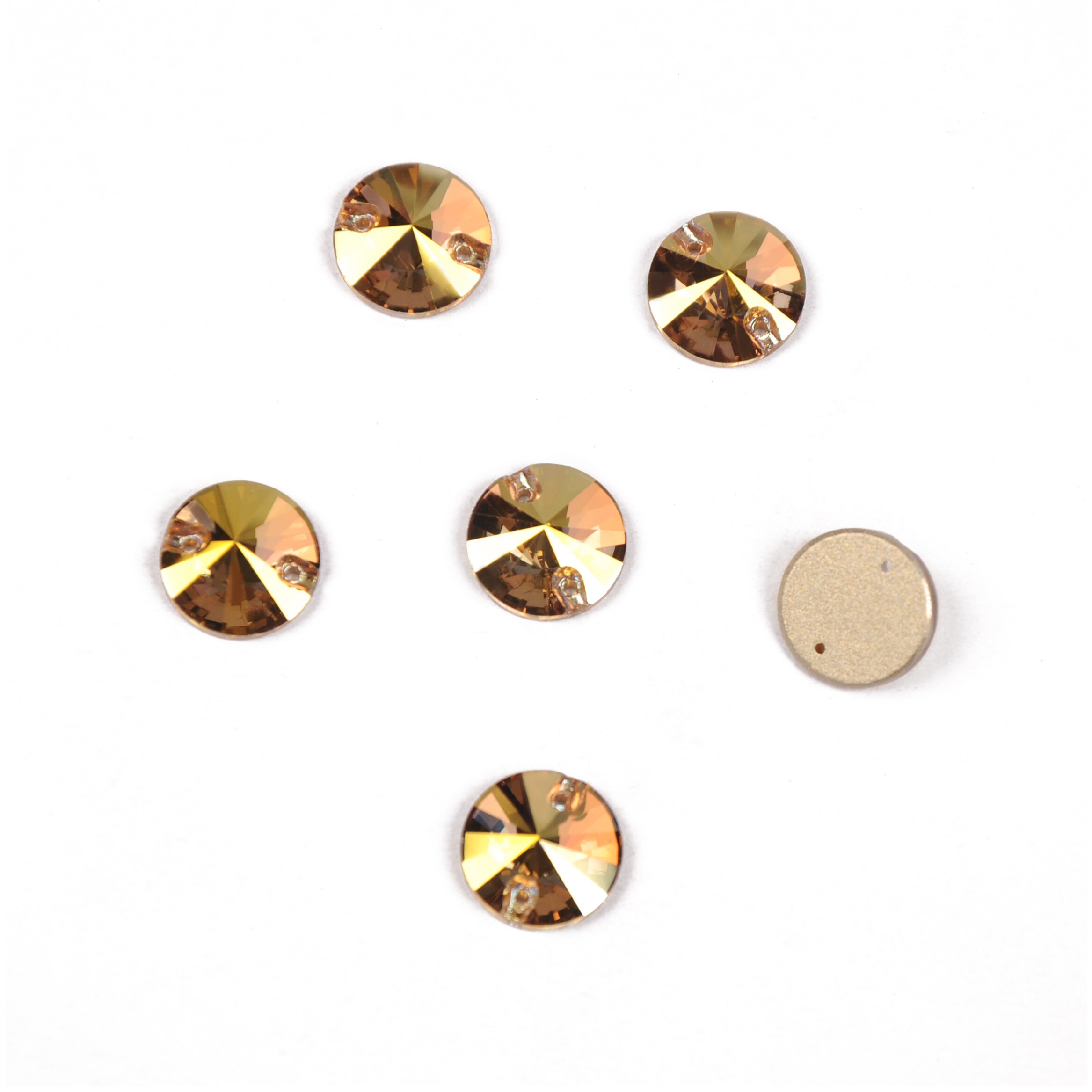 Yanruo Sunshine Naaien Strass Ronde Plakstenen Glas Stenen Gouden Glanzende Naaien Voor Badpak Kleren