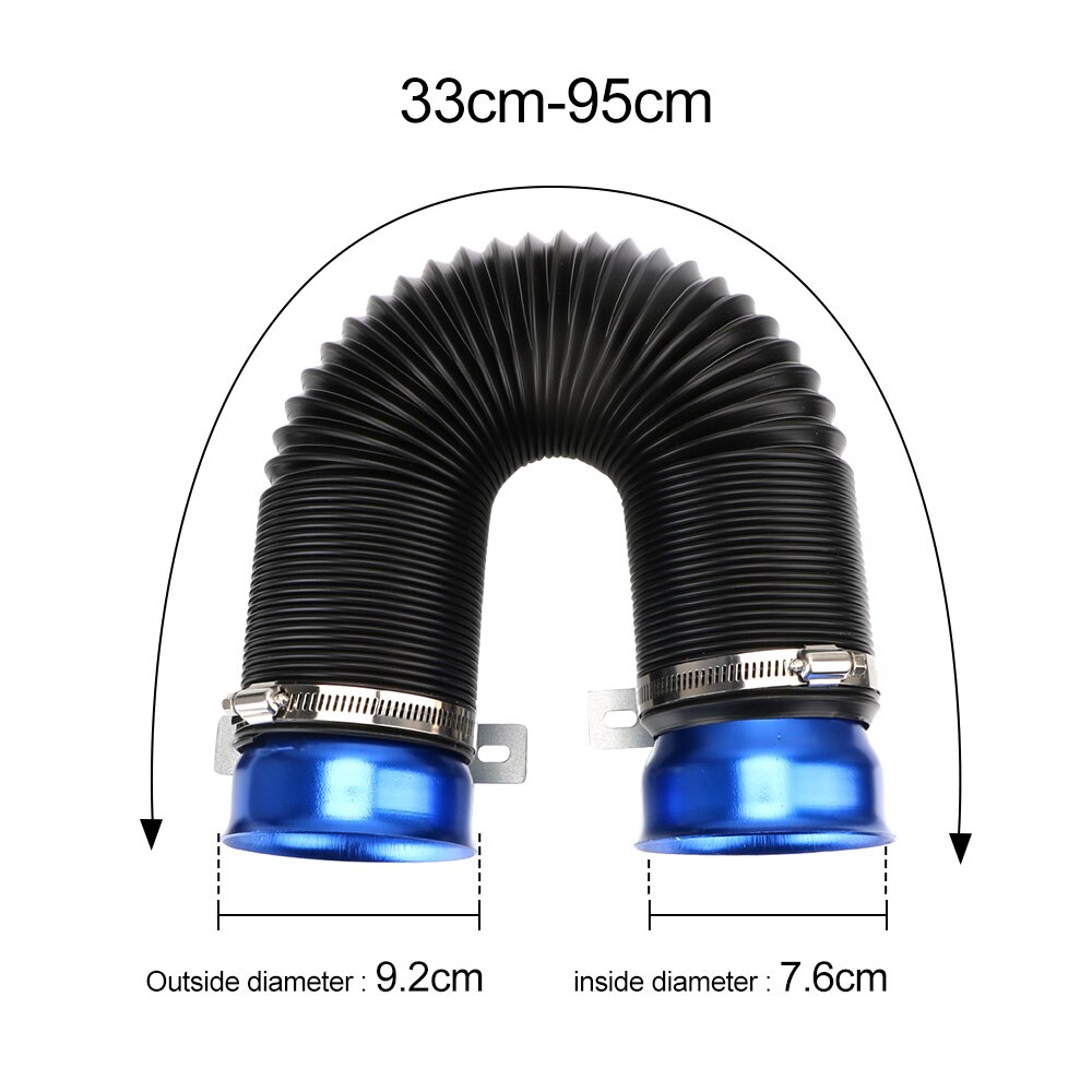 76MM Car Modification Tube Air Intake Pipe Universal Feed Hose Pipe Flexible Cold Air Ducting With Connector & Braket