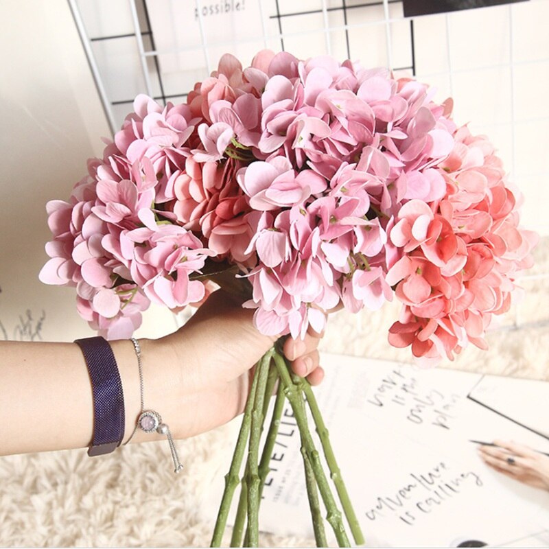 5 kunstige hortensia buketter bryllupsdekorasjon blomster hjem diy innendørs møbler blomsteroppsats fotorekvisita jul