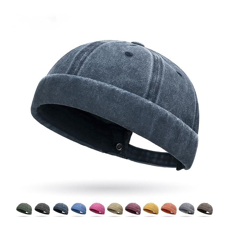 Brimless Hats for Men Womens Skullcap Mens Vintage Docker Beanie Cap Washed Cotton Rolled Cuff Harbour Hat