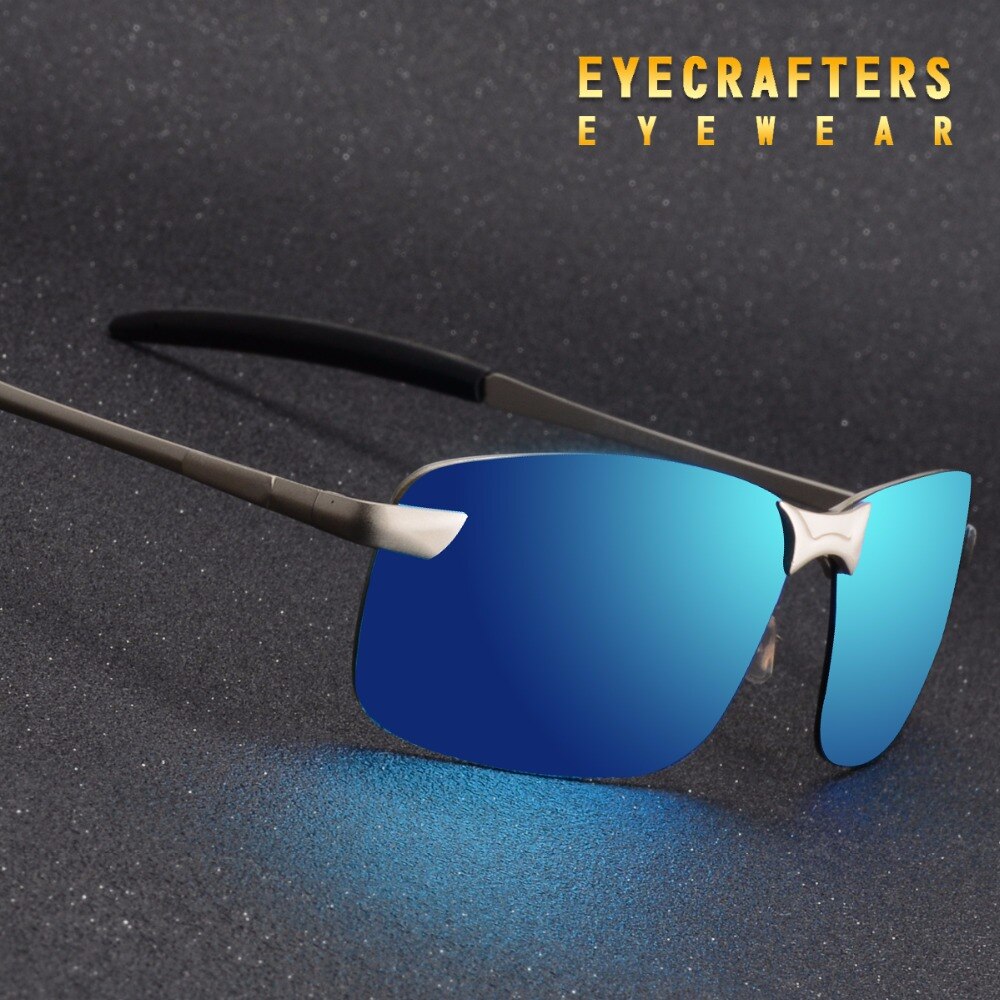 Oranje Heren UV400 Gepolariseerde Zonnebril Sport Rijden Mirrored Zonnebril Randloze Metalen Bril Eyewear 3043DM