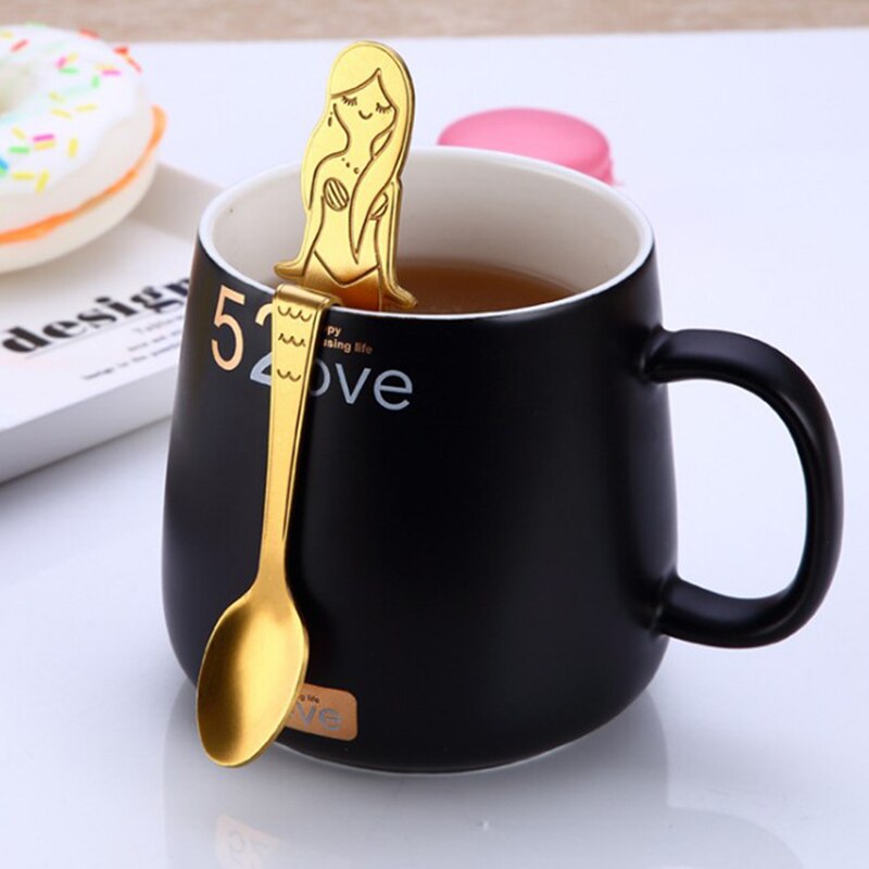 Lange Steel Rvs Roer Mermaid Koffie Lepel Ijs Dessert Thee Lepel Voor Picknick Keuken Bestek Drinken Gadget