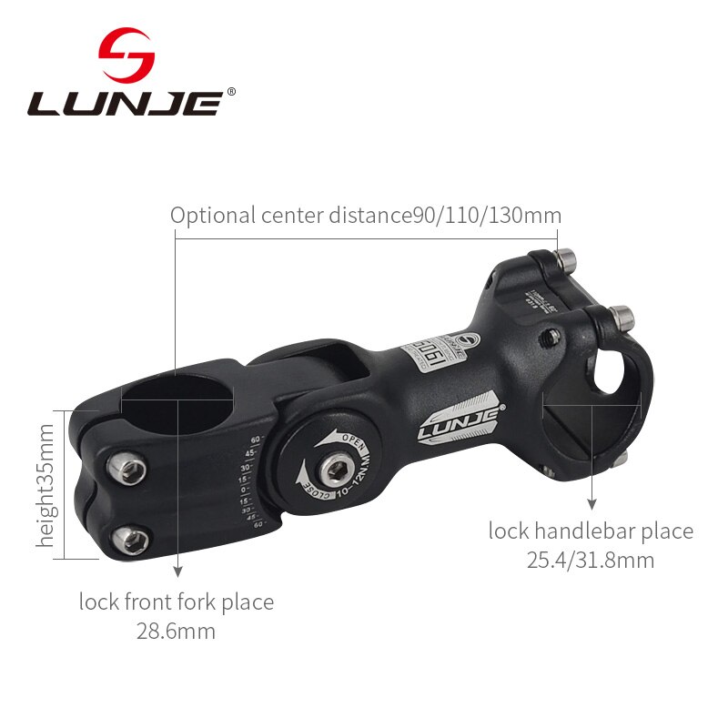 LUNJE Adjustable Bicycle Bike Stem Riser XC AM MTB Mountain Road Bike Bicycle Adjustable 60 Riser 90 110 130mm 25.4/31.8mm
