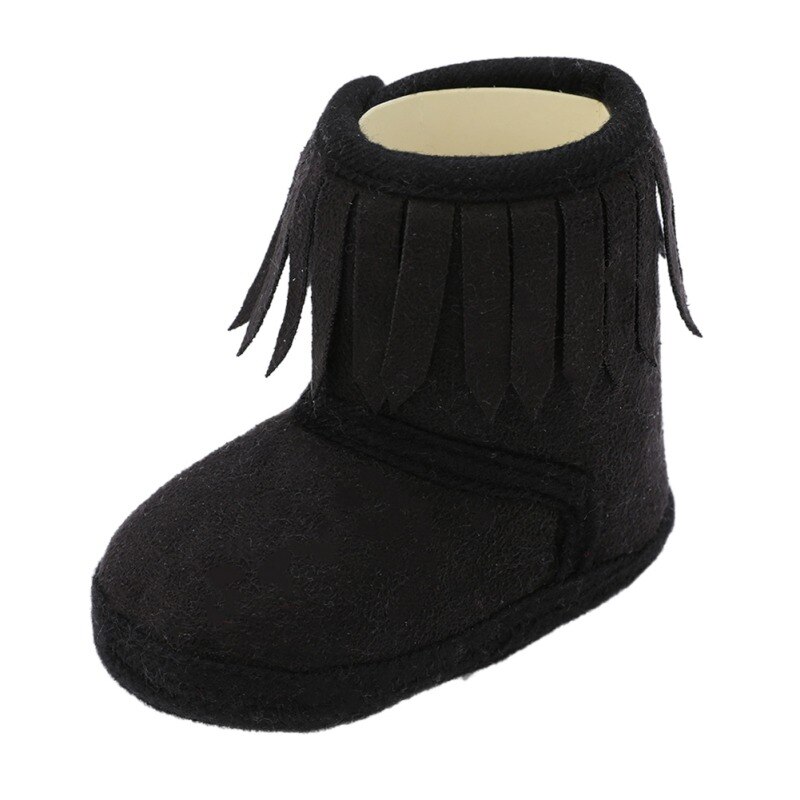 Peuter Schoenen Winter Snowboots Infant Zachte Bodem Baby Kwastje -Collectie Baby Schoenen Zachte Zool Anti-Slip crib Laarzen: Black / 7-12 Months