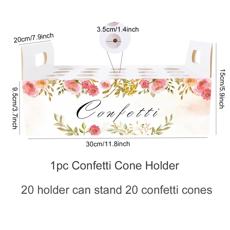Soporte para conos de confeti de boda, soporte para conos de boda, suministros de decoraciones de boda de papel Kraft, cono de bandeja de confeti
