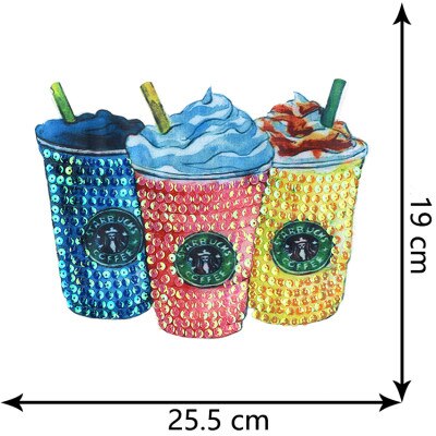 Grote Borduurwerk Auto Sequin Doek Stickers Kleding Patch Jas T-shirt Gat Stickers Cartoon Decoratieve Stickers E-02: beverage