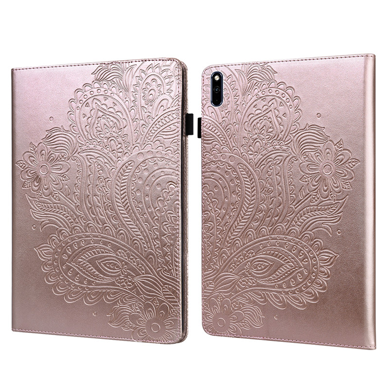 Fundas For Huawei MatePad 10.4 Case 10 4 BAH3-W09 BAH3-AL00 3D Embossed Tree Case for Huawei MatePad Mate Pad 10 4 Tablet Case: Rose Gold Flower