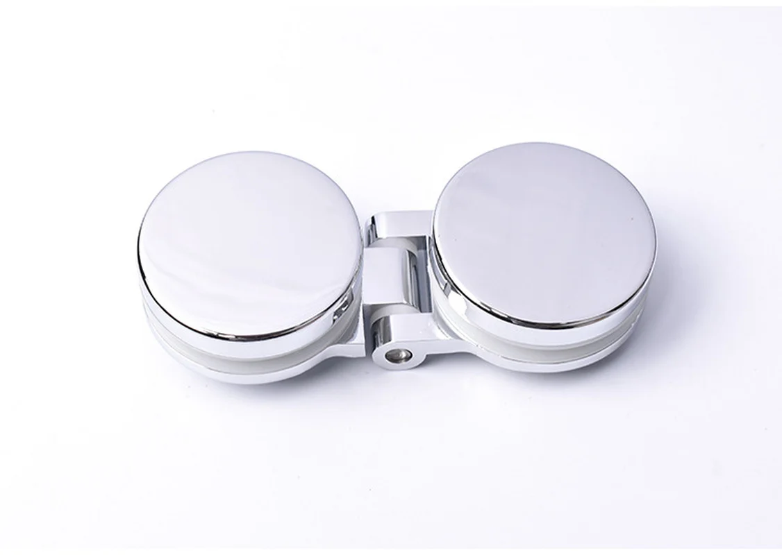 2 Stks/partij 90 180 Graden Zinken Douchebak Scherm Frameloze Glazen Scharnier Pen Decoratieve Afdekking Rond Chroom Meubelscharnier: WHITE