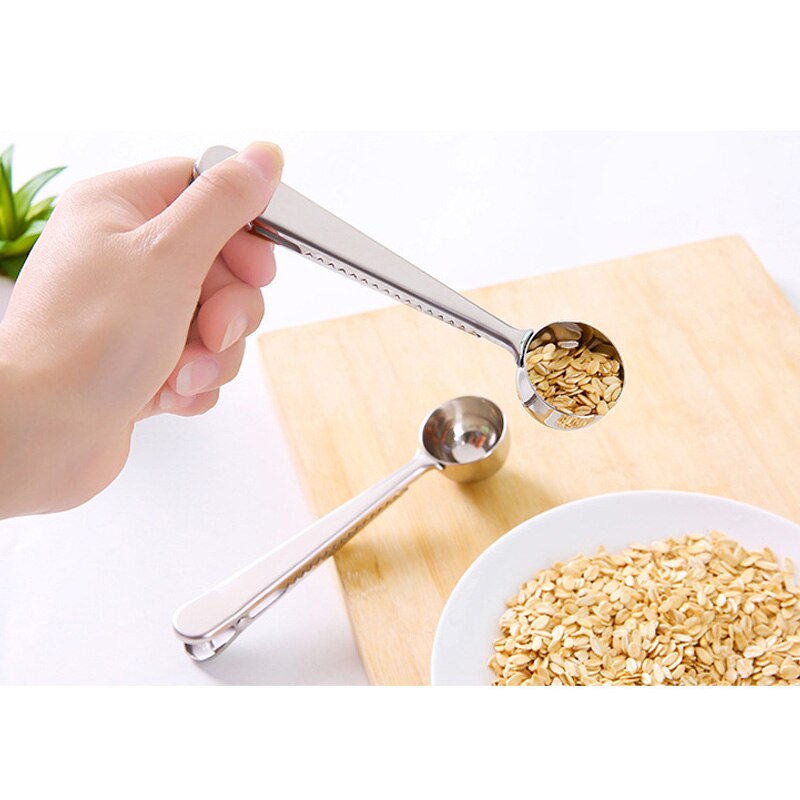 Multifunctionele roestvrijstalen maatlepel voor gemalen thee, koffie, schepjes, afsluitclip, keukengereedschap dtt 88