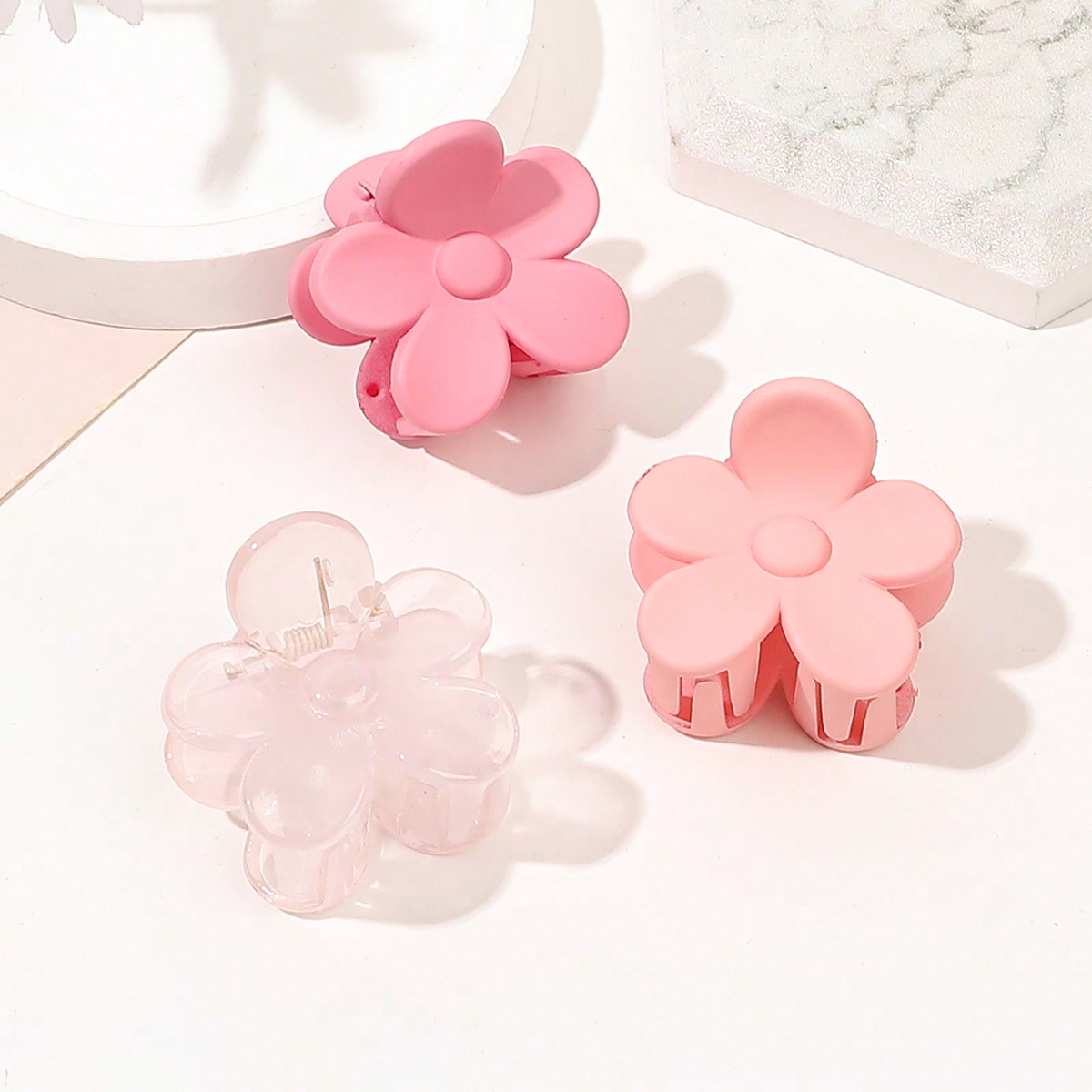 Pinza pequeña para el pelo para niña y mujer, pasador de sujeción fuerte, accesorios para el cabello, color rosa, 3 piezas
