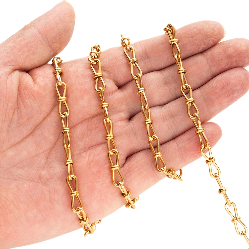 Cadenas con forma de nudo de acero inoxidable, collares de Hip Hop para pulseras DIY, suministros de joyería, accesorios, 1 metro