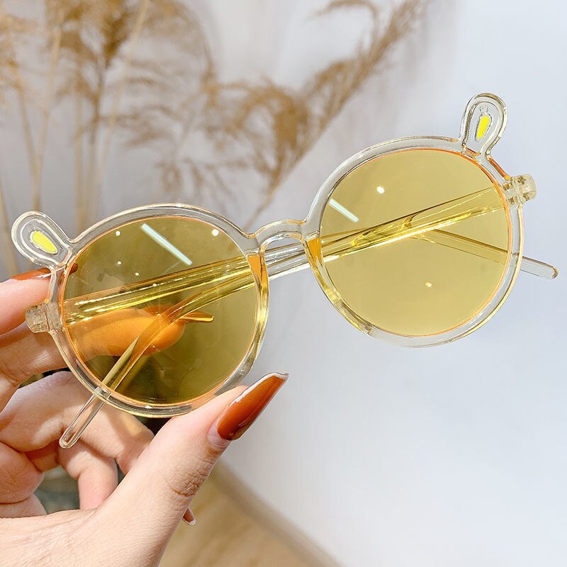ZUEE-gafas de sol clásicas para niños y niñas, bonitas gafas de sol con dibujos de animales, alas de flores, protección para exteriores: Yellow