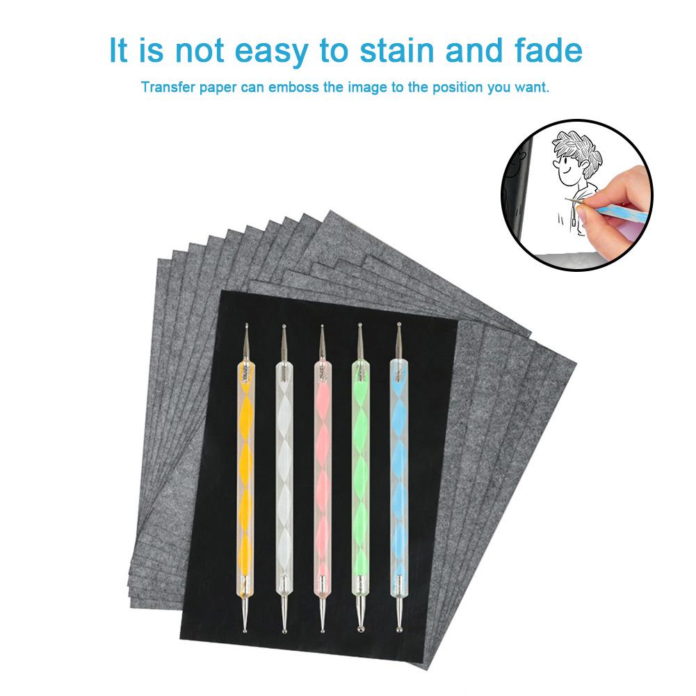 Carbon Paper, Black Graphite Transfer Tracing Paper Canvas 100 Sheetswith 5PCS Embossing Styluses Stylus Carbon Transfer Paper
