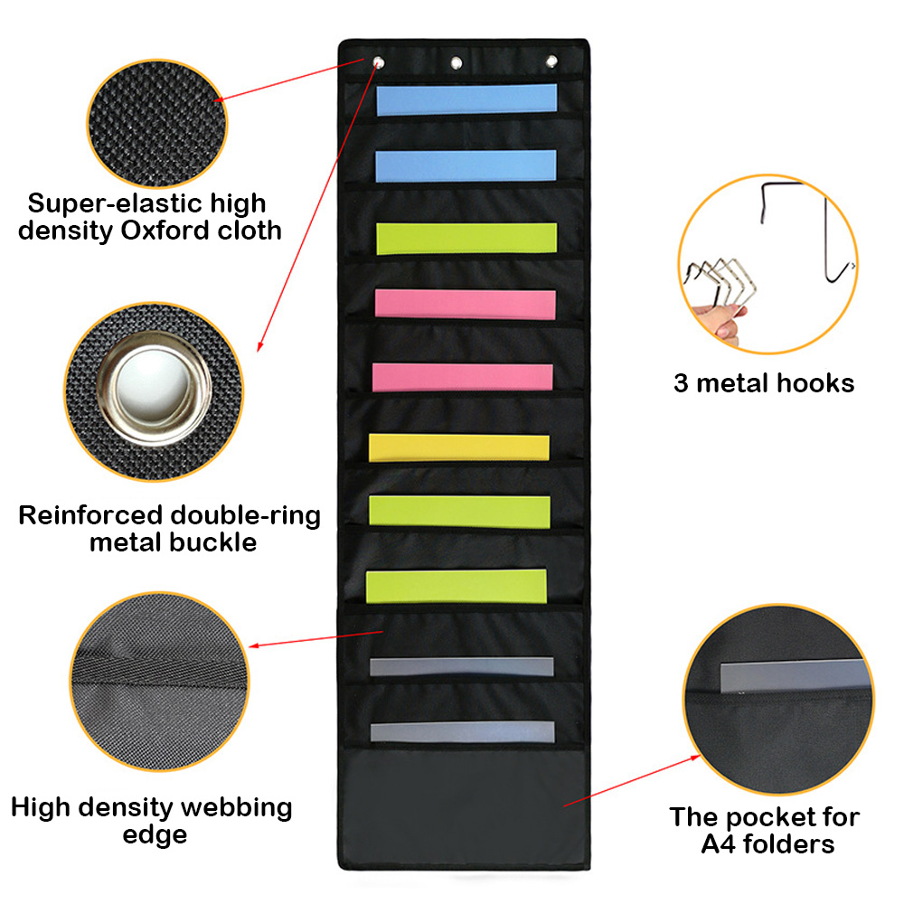 Document Hanging Storage Bag Oxford Cloth Storage Pocket Chart Hanging File Folding Holder Cascading Fabric Organizer For Office