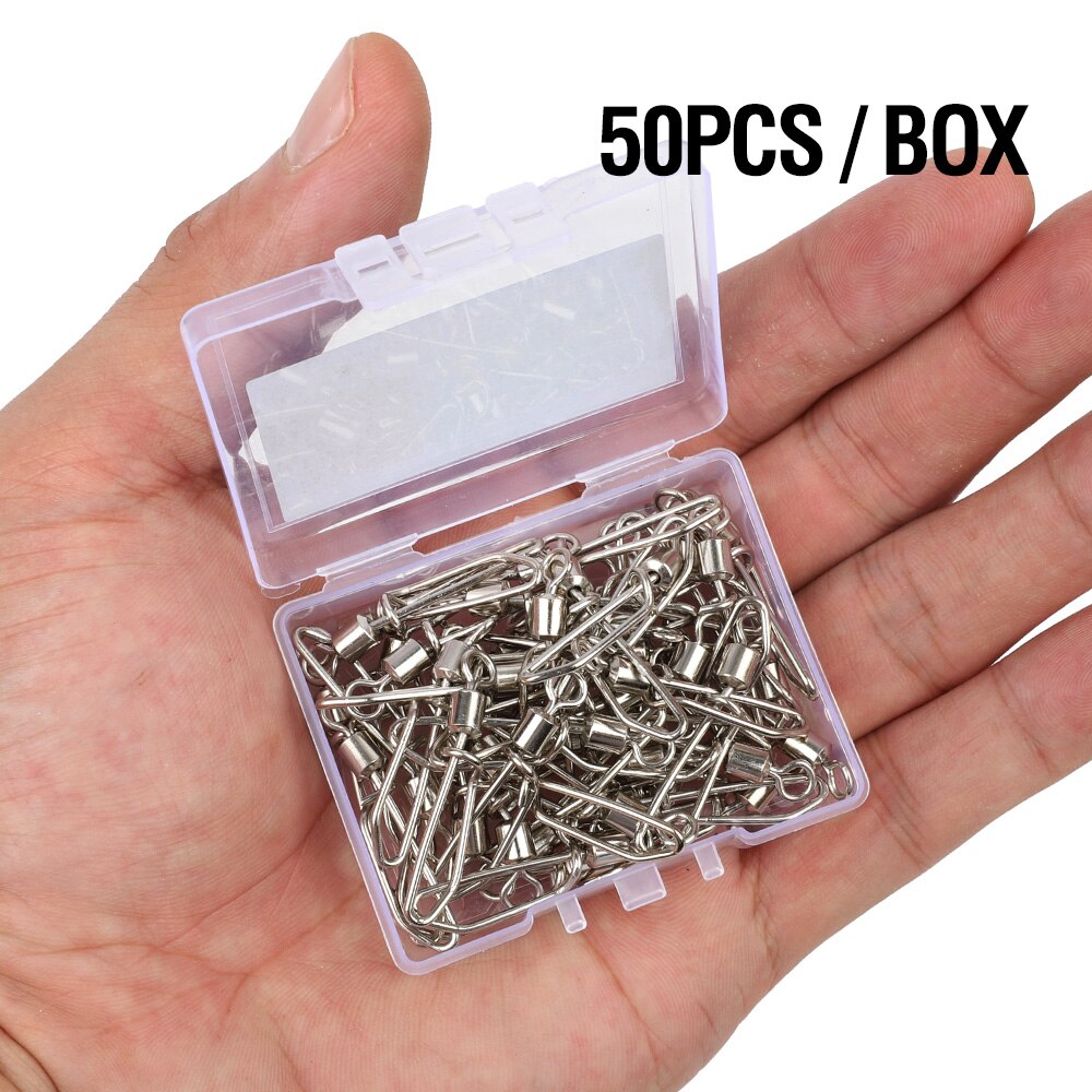 DONQL 50pcs/Box Fishing Swivels Swivels Connector with T shape Snap 2#-10# For Fishhook Lure Tackle Carp Fishing Rolling Swivels: 6
