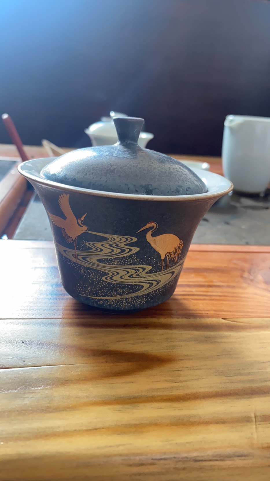 Japansk retro terrin stort lergods kung fu sancai skål manuel dækning kop te skål keramisk tesæt gaiwan sopera de ceramica: Afdækningsskål c