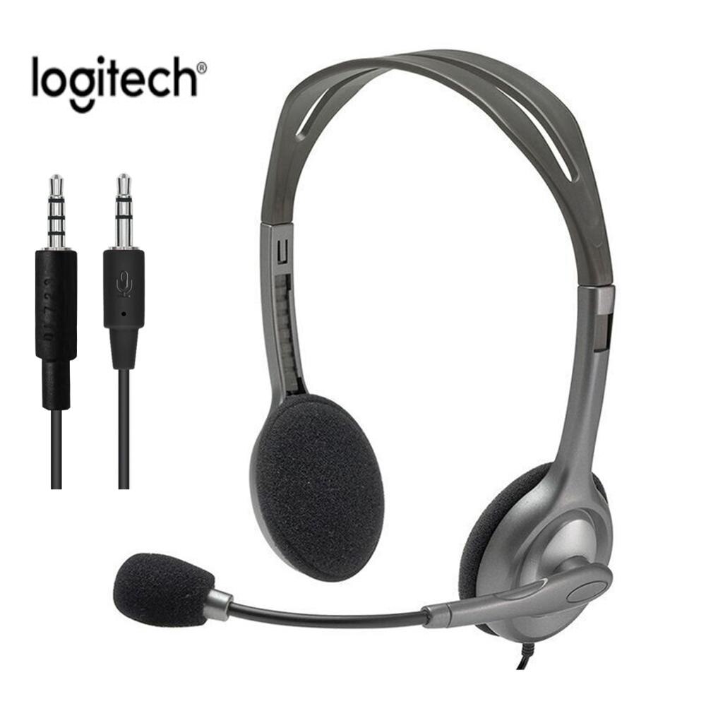 Logitech H111/H110 Wired Headphones Stereo Gaming Headset With Rotatable Microphone 3.5mm for Laptop Desktop Tablet Game Work