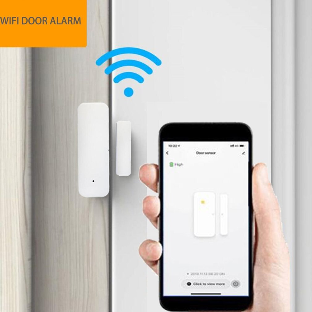 WiFi intelligente Sensore Porta Porta Aperta/Chiuso Rivelatori WiFi App Notifica di Allarme di sicurezza di allarme per Alexa per Google per La Casa