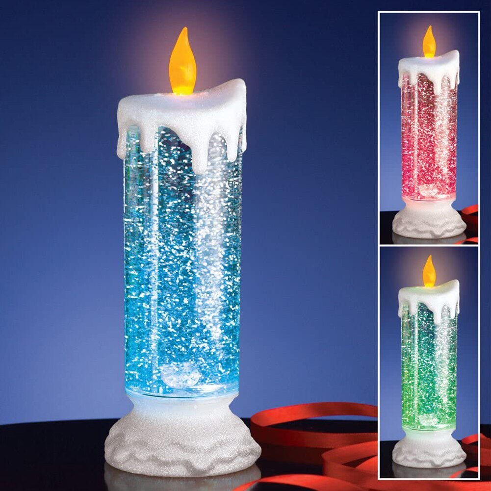 Rechargeable Colour Electronic LED Waterproof Candle With Glitter Colour Changing LED Water Candle LKS99