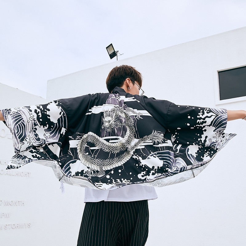 Kimono Men Japanese Kimono Traditional male kimono cardigan men harajuku streetwear samurai costume yukata male haori obi FF2825