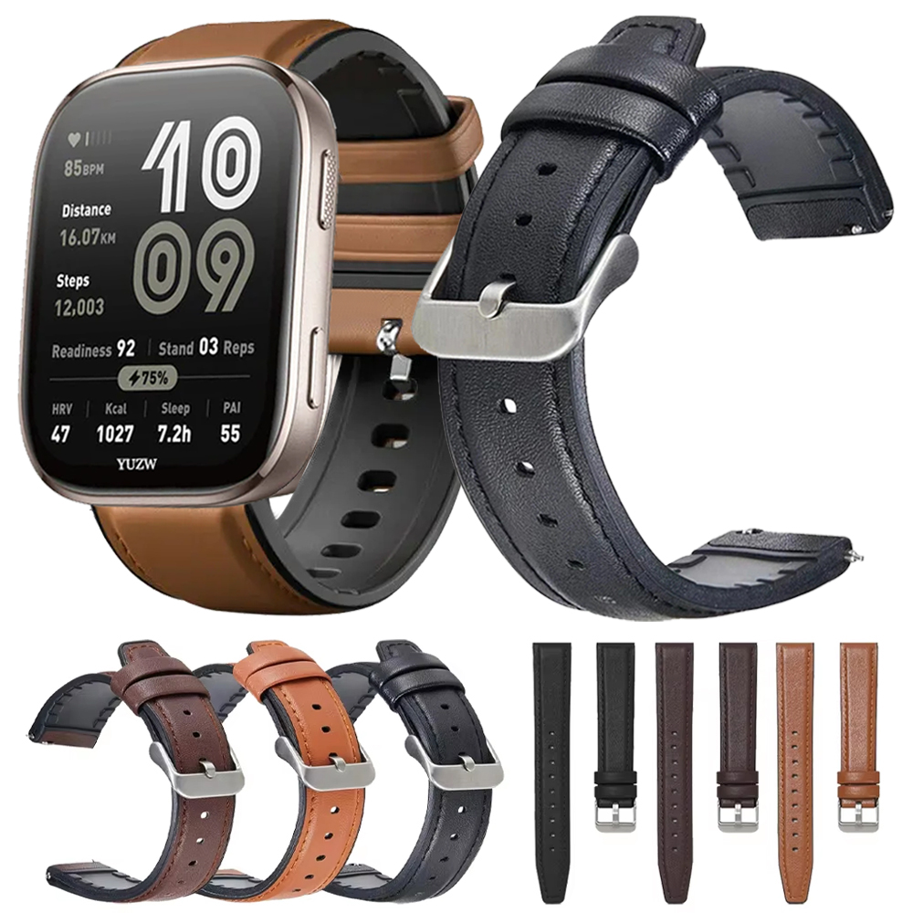 22mm nahkaista silikoniranneketta huami amazfit bip 6 5/ balance/stratos 3/ gtr 4 2e 3 pro/pace -kellolle, ranneke vaihtoranneke