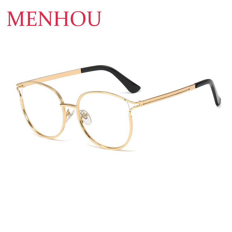 Gafas transparentes de para mujer, gafas de ojo de gato, montura de Gafas de metal para mujer, gafas femeninas ópticas de Retro