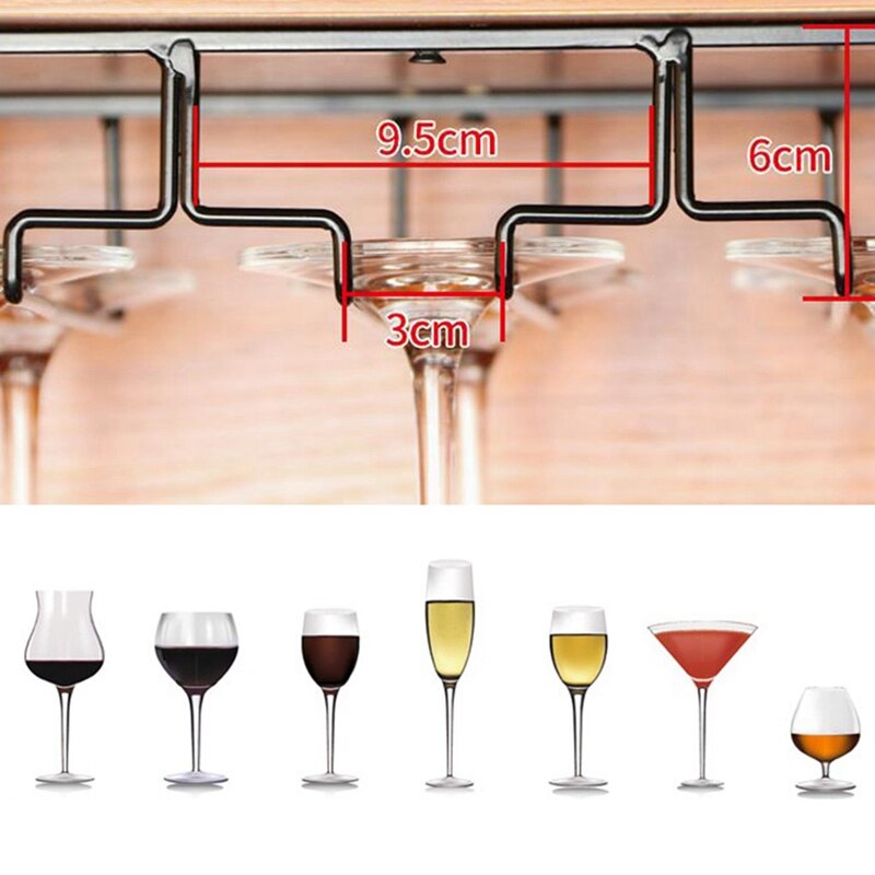 Glas metal rack kop skab hængende holder hylde glas bøjle køkken stilken vinglas arrangør bartender arrangør