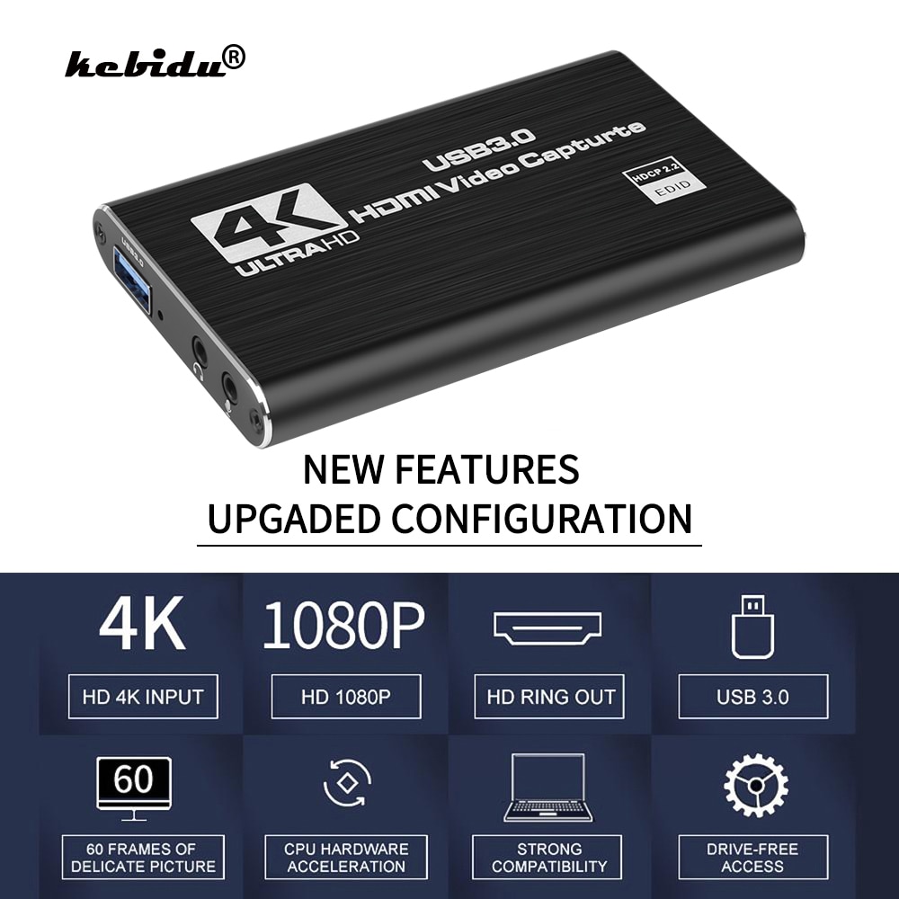 Sales 4K USB 3.0 Video Capture Card HDMI-compatible 1080P 60fps HD Video Recorder Grabber For OBS Capturing Game Card Live