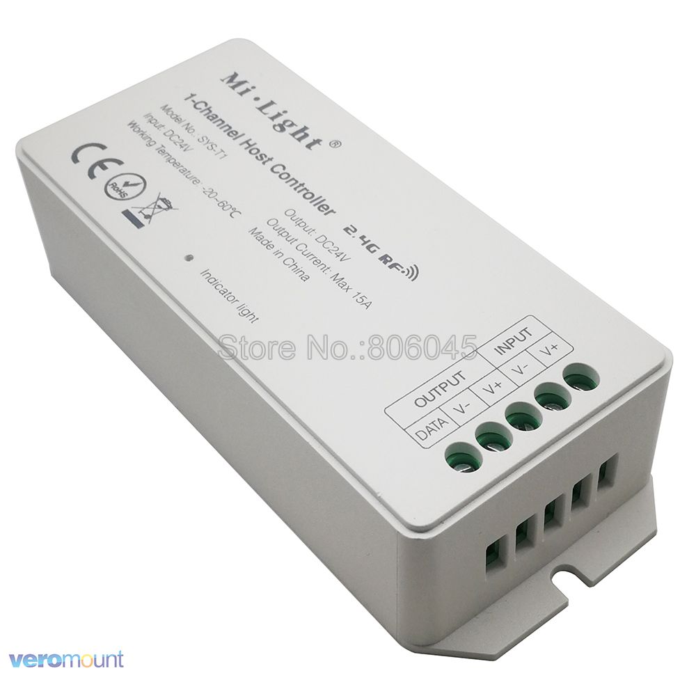 SYS-T1 Milight DC24V 360W 15A 1 canal hôte contrôleur WiFi DMX512 Alexa APP contrôle travail avec mi-light SYS série lampe à LED