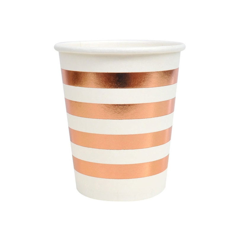 8 stks/set 270ml Double-layer Papier Cup Rose Gold Wegwerp Servies Papier Cup voor Christmas Party Verjaardag Servies levert: 270ml B