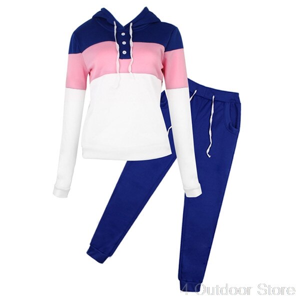 Women Casual Tracksuit Hoodie Sweatshirt Sweater Pants Sports Jogger Outfits Set O01 20: L / BL