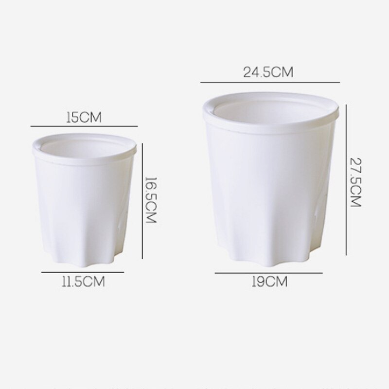 Plastic with Pressure Ring Trash Can Household Living Room Bathroom Kitchen Sturdy Durable Garbage Bin Simple Style