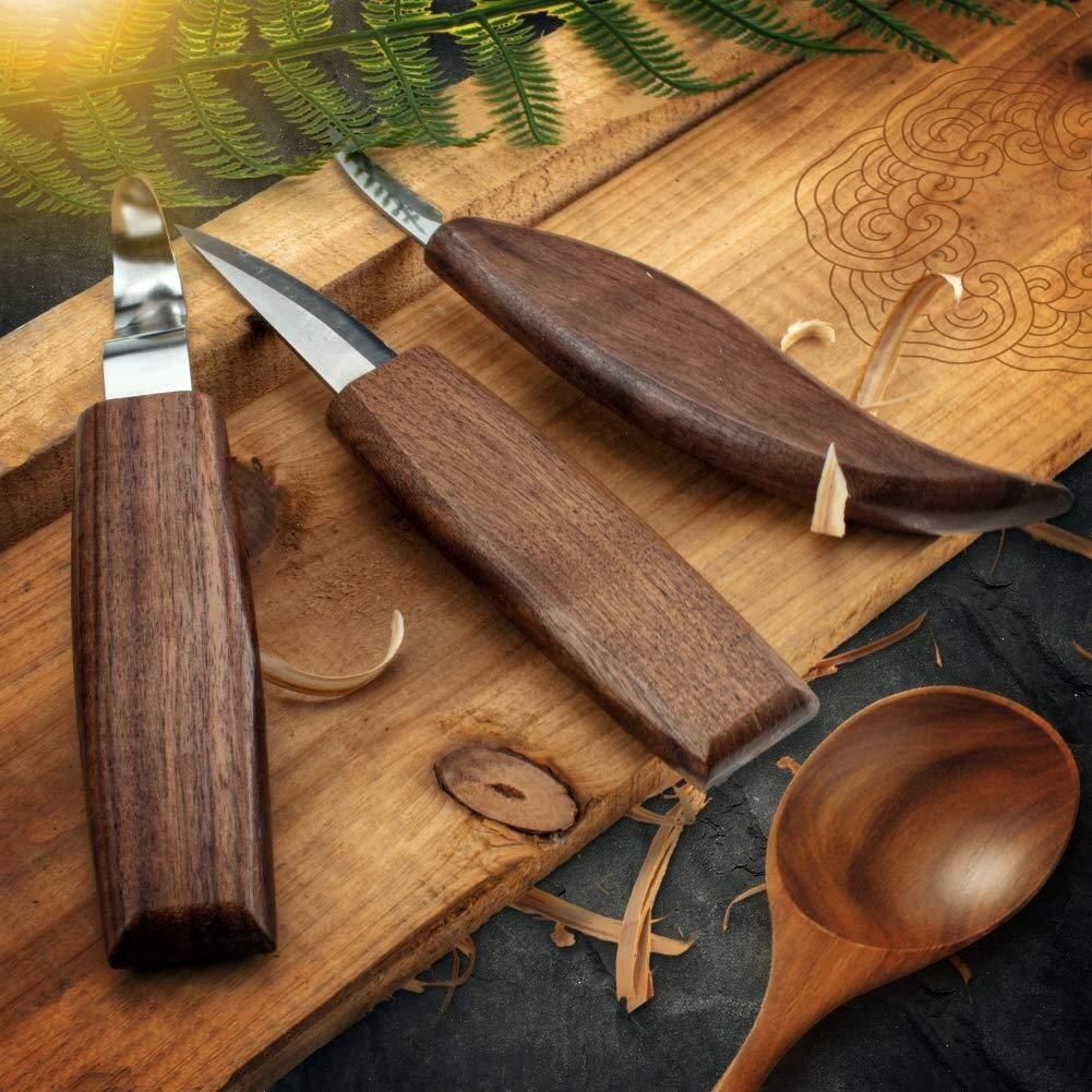 1 / 3 / 5 / 7 / 10 / 12 walnut woodworking knife hand tool set wood carving knife DIY peeling wood carving spoon carving knife