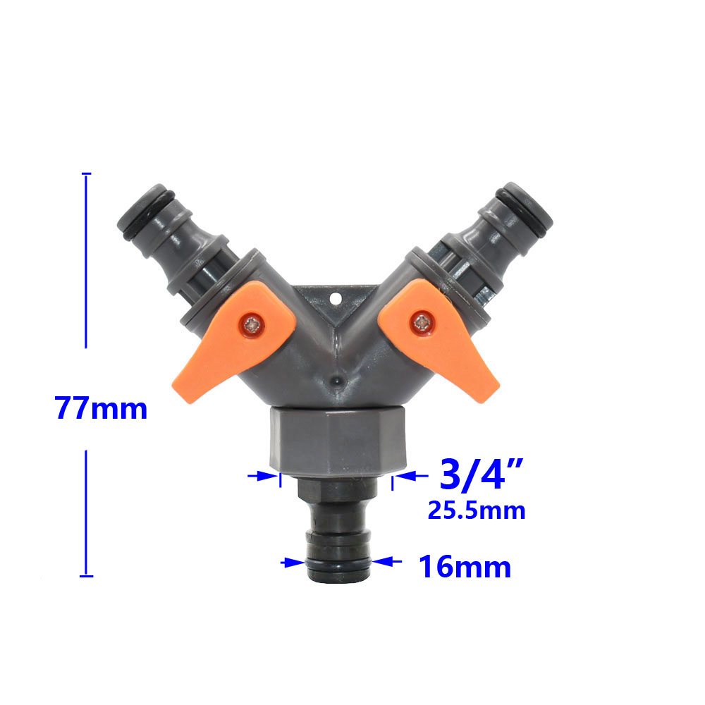 Garden Hose 2-Way Tap Hose Water Splitter Female 1/2 3/4" Thread Y Irrigation Valve Quick Connector Fittings For Faucets: PURPLE