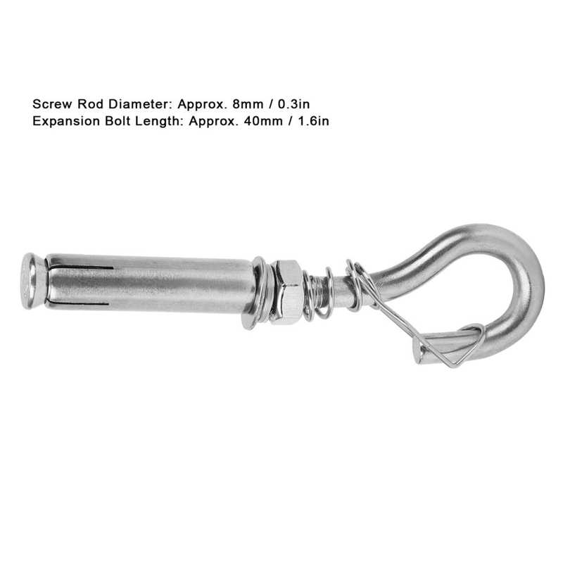 Stainless Steel Wire Insert 5Pcs Expansion Bolt Hook Screw Open Cup 304 Stainless Steel Industrial Supplies M8 Stainless Steel