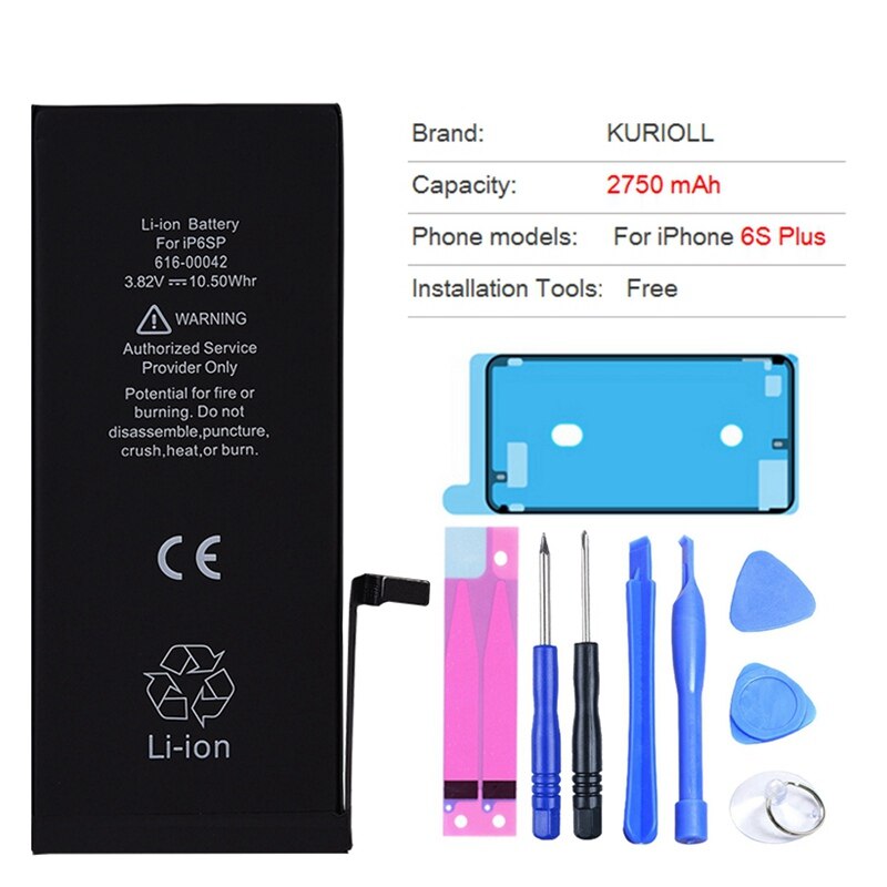 Kurioll Originele Batterij Voor iPhone 6 6G 6S 7 8 Plus batarya Vervanging Real Capaciteit Mobiele Telefoon Bateria voor iPhone Batterij
