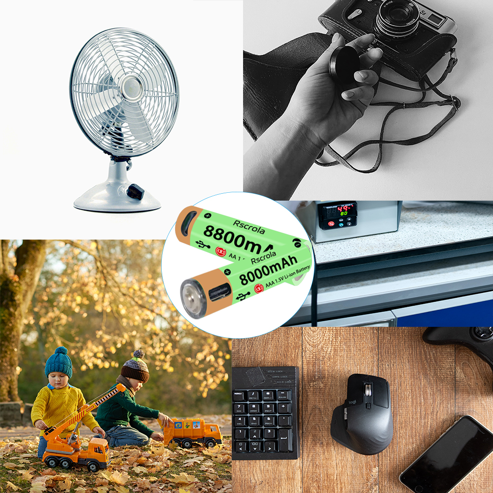 Baterías recargables AA AAA tipo C de alta capacidad, ciclo de larga duración, batería de iones de litio de 8800mAh y 8000mAh que funciona en temperatura extrema