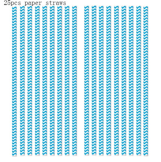 25Pcs Hawaii Summer Time Swimming Pool Fruit Happy Birthday Party Paper Photo Booth Props Kids Baby Shower Party Decorations: blue straws-25pcs