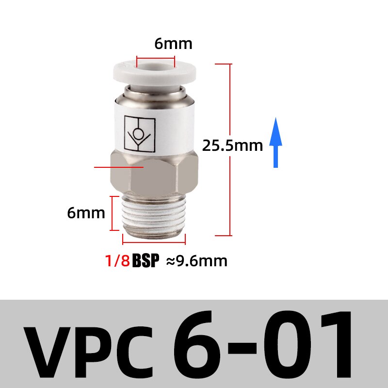 M5 1/8" 1/4" 3/8" 1/2" BSP Thread Pneumatic Check Valve One Way Non-return Valve One Touch Qucik Fitting Connector Coupling: VPC 6-01